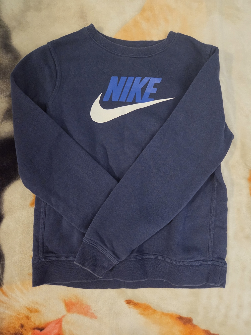 Nike Navy Crewneck with White Swoosh and Blue Logo